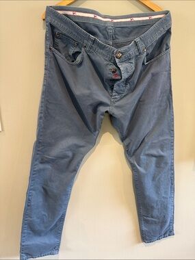 Isaia Slim Straight Casual  Pants in Faded Blue